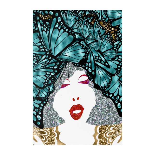 Dame Papillon Acrylic Print (Front)