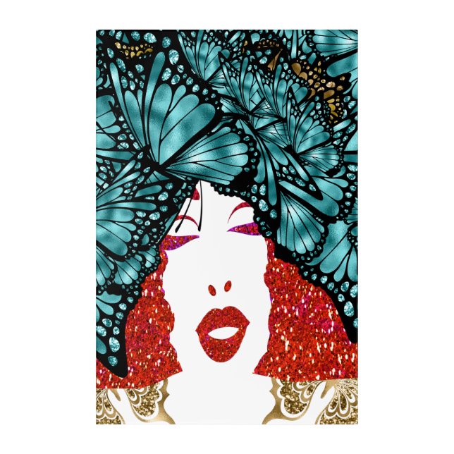 Dame Papillon Acrylic Print (Front)