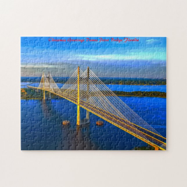 Dames Point Bridge  Florida. Christmas Greetings Jigsaw Puzzle (Horizontal)