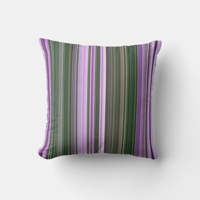Dame's Rockets Purple and Green Stripe Throw Pillow (Front)