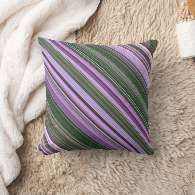 Dame's Rockets Purple and Green Stripe Throw Pillow (Blanket)