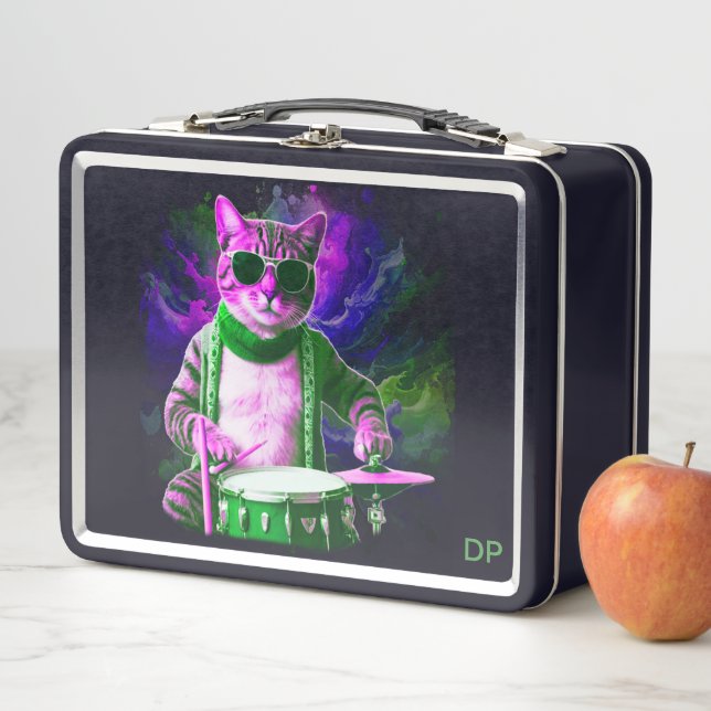 Damian- 2 Hip Cat DRUMMER AP91   Metal Lunch Box (In Situ)