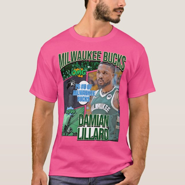 Damian Lillard Basketball Art Bucks 1 T-Shirt (Front)