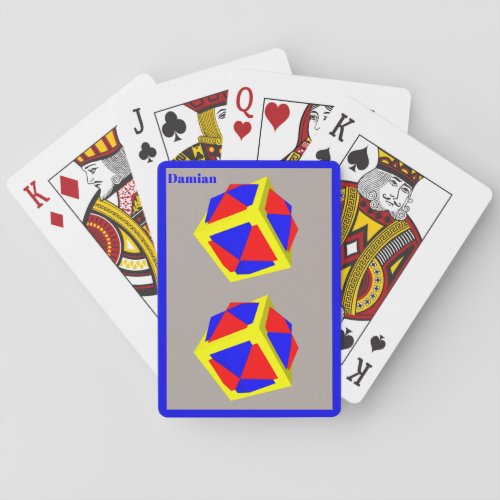 DAMIAN  POLYHEDRA  Blue Red Yellow Design  Playing Cards