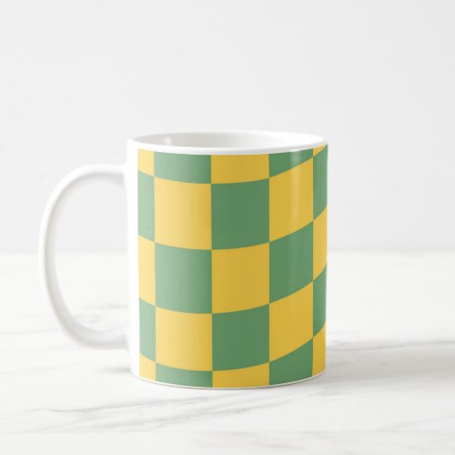 Damier abstrait en vagues jaunes et vertes coffee mug
