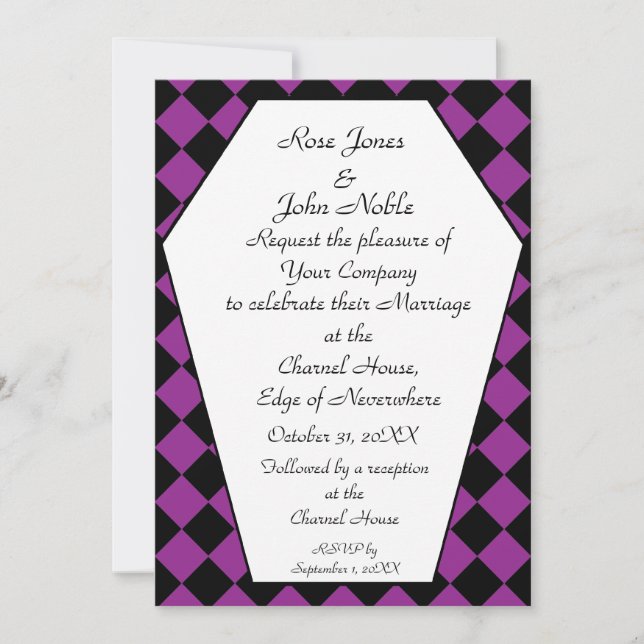 Damier Ebony (Purple) Wedding Invitation (Front)