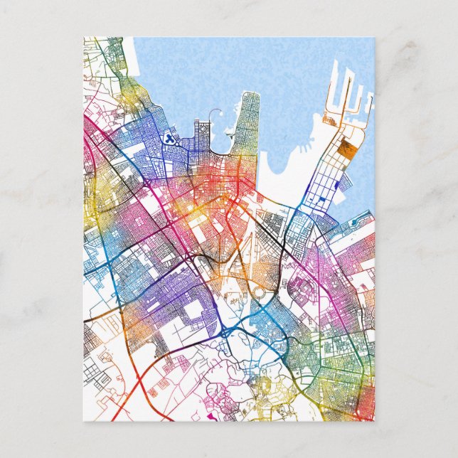 Dammam Saudi Arabia City Map Postcard (Front)