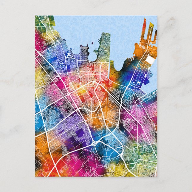 Dammam Saudi Arabia City Map Postcard (Front)