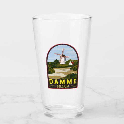 Damme Belgium Retro Travel Art Vintage Glass