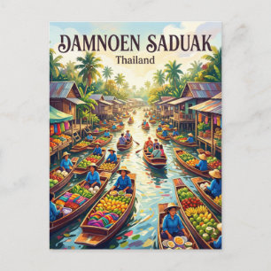 Damnoen Saduak Floating Market Thailand Postcard