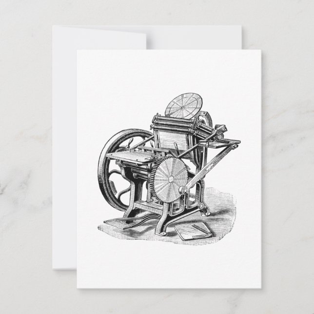 Damon & Peets letterpress printing press card (Front)