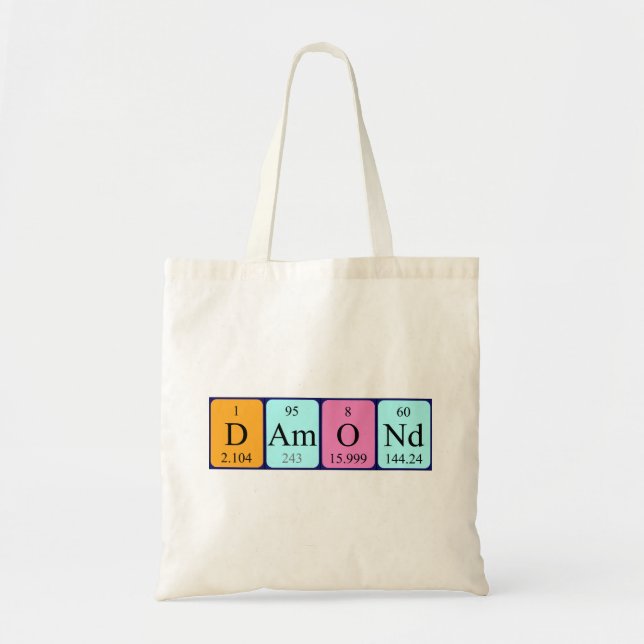 Damond periodic table name tote bag (Front)