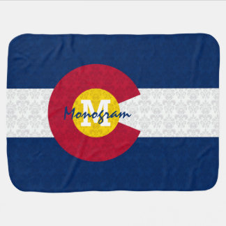 DaMonogram Personalized Damask Flag of Colorado Swaddle Blanket