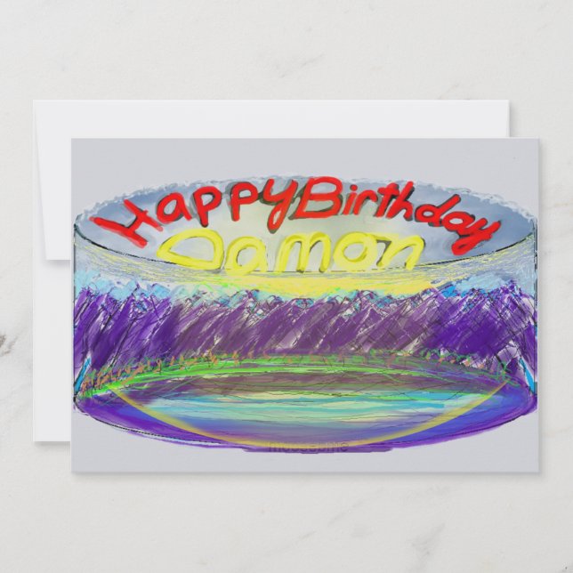 Damon's 2017 Blue Mountain Birthday Cake Card (Front)
