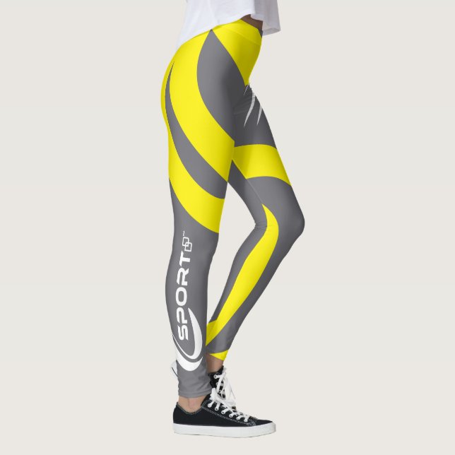 Damonti Sport New Wave Grey Yellow Leggings (Right)