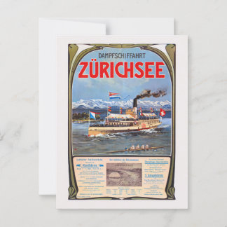 Dampfschiffahrt Zürichsee Vintage Poster 1900 Postcard