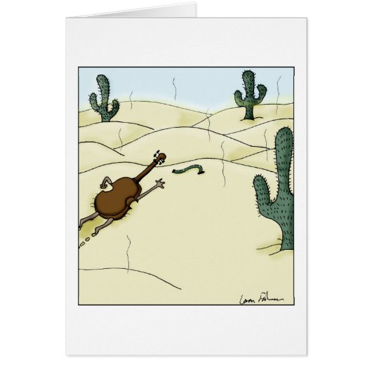 Dampit in Desert Violin Viola Cello Cartoon Cards (Front)