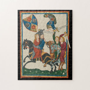 Damsel In Distress, 14th Century Medieval Art Jigsaw Puzzle