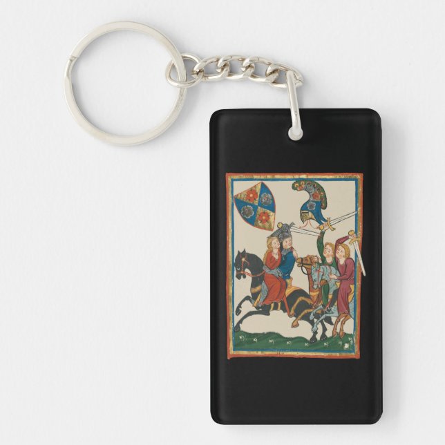 Damsel In Distress, 14th Century Medieval Art Keychain (Front)