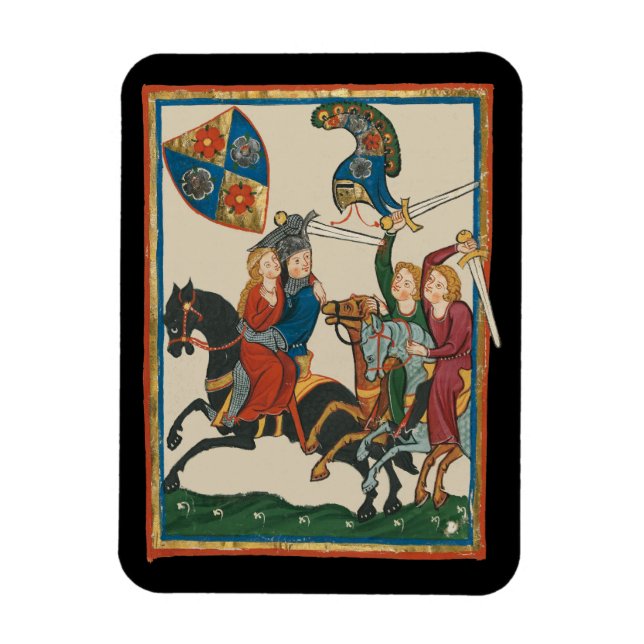 Damsel In Distress, 14th Century Medieval Art Magnet (Vertical)