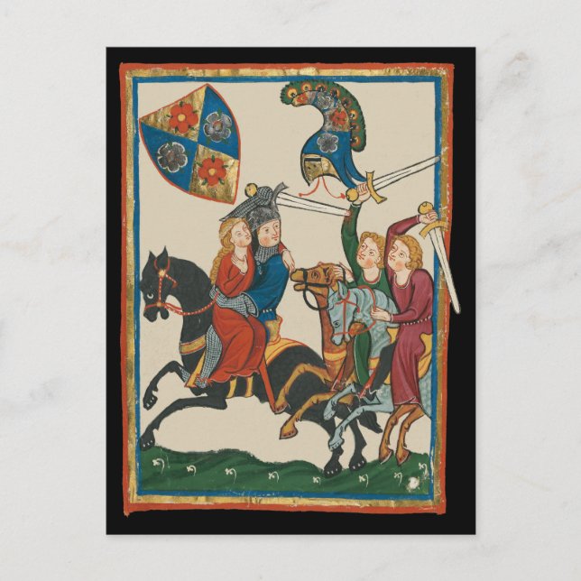 Damsel In Distress, 14th Century Medieval Art Postcard (Front)