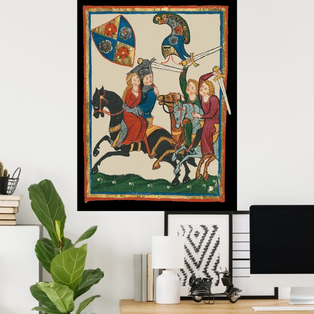 Damsel In Distress, 14th Century Medieval Art Poster (Home Office)