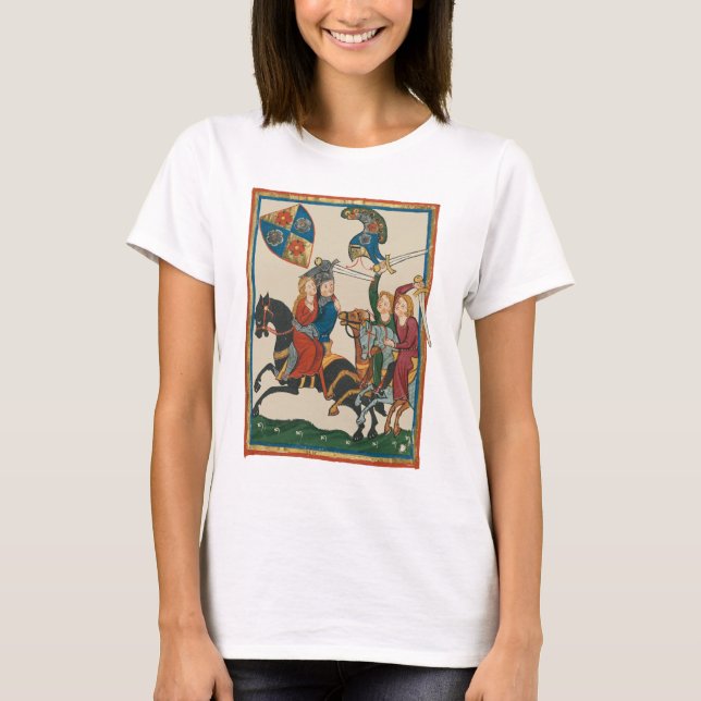 Damsel In Distress, 14th Century Medieval Art T-Shirt (Front)
