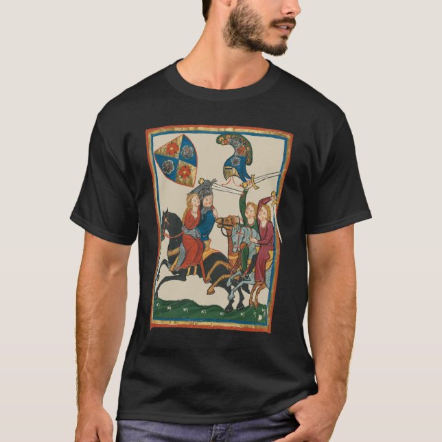 Damsel In Distress, 14th Century Medieval Art T-Shirt (Front)