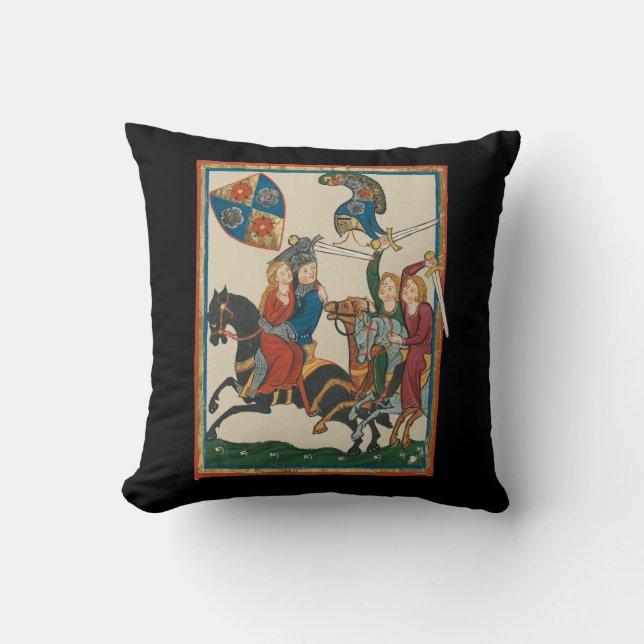 Damsel In Distress, 14th Century Medieval Art Throw Pillow (Front)