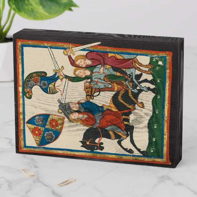 Damsel In Distress, 14th Century Medieval Art Wooden Box Sign | Zazzle