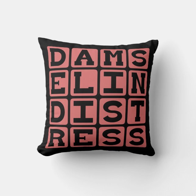 Damsel In Distress, In Need of Rescue Throw Pillow (Front)