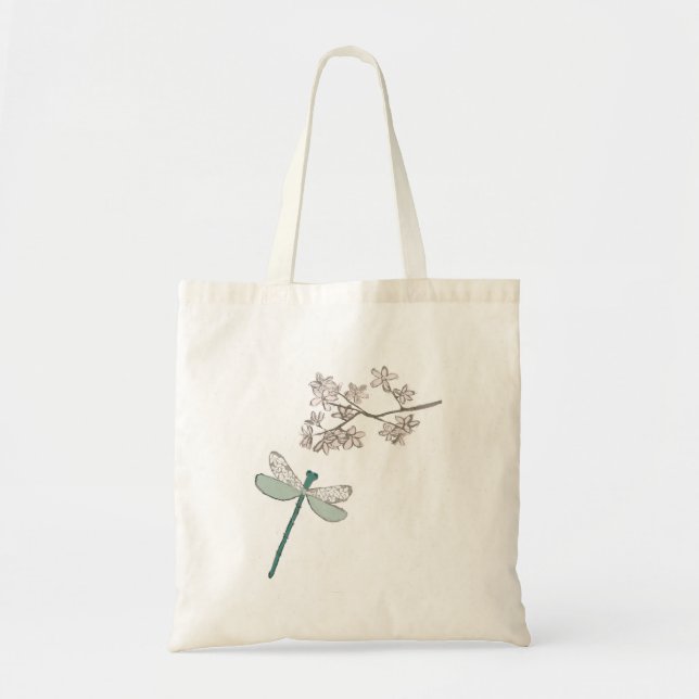 Damselfly and Flowers Tote Bag (Front)