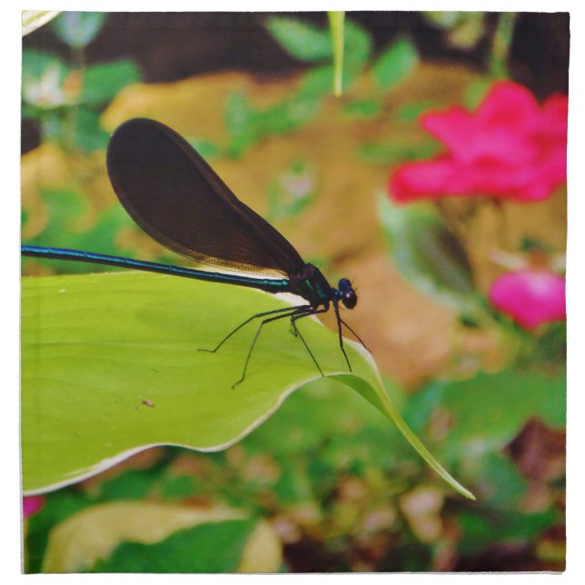 Damselfly and Rose Cloth Napkin (Front)