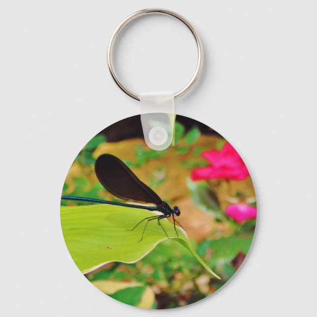 Damselfly and Rose Keychain (Front)