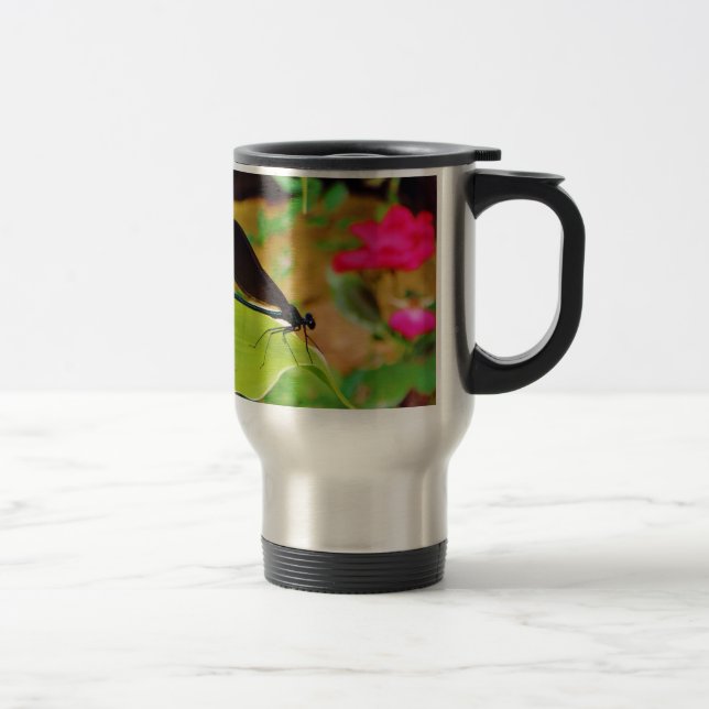Damselfly and Rose Travel Mug (Right)