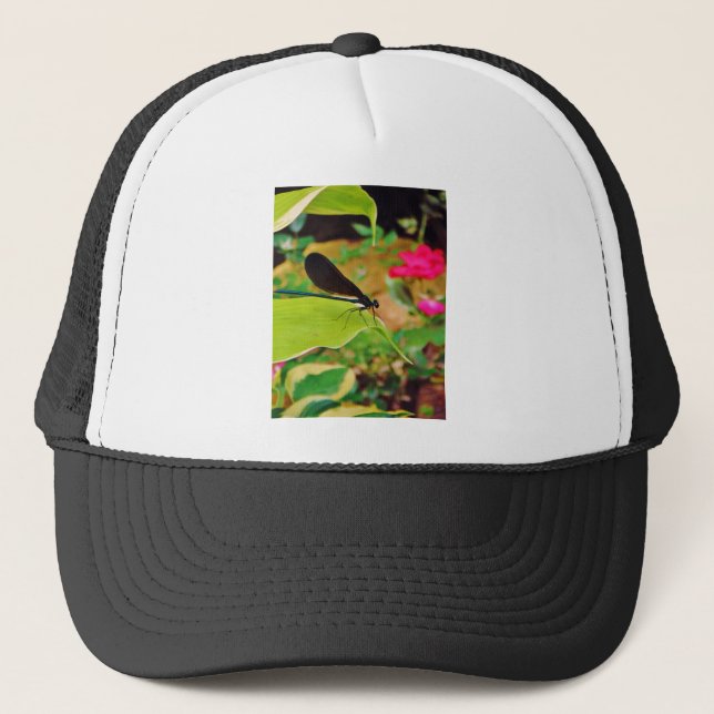 Damselfly and Rose Trucker Hat (Front)