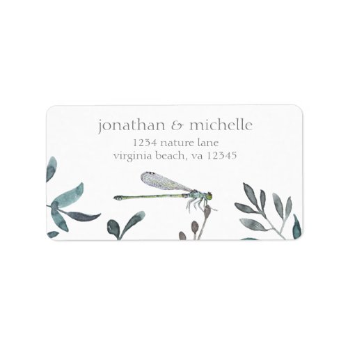 DamselflyDragonfly Garden Couple Wedding Address Label