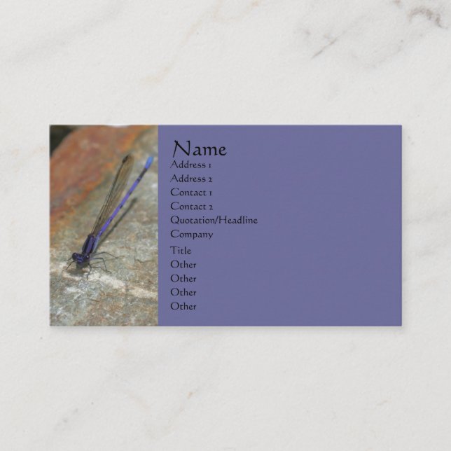Damselfly Nature Photography Business Card (Front)