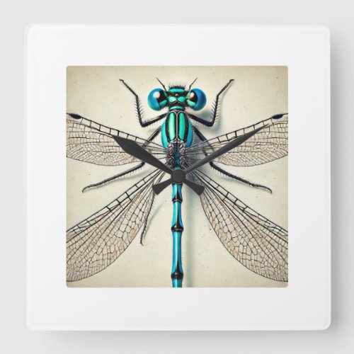 Damselfly Top View 170624IREF108 _ Watercolor Square Wall Clock