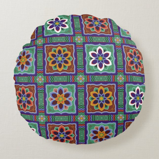 Dan-cheong. Korean traditional temple art.dancheon Round Pillow (Front)