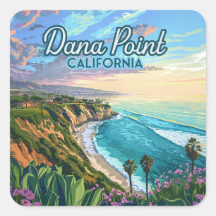 Dana Point California Beach Orange County Vintage Square Sticker