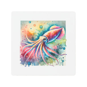 Dana Squid 080824AREF103 - Watercolor Metal Print
