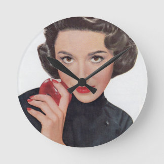 Dana Wynter with apple and snake bracelet Round Clock