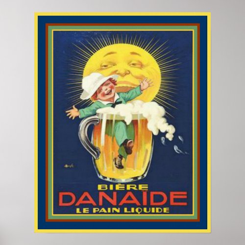 Danaide _ Vintage French Beer Ad 16x20 Poster