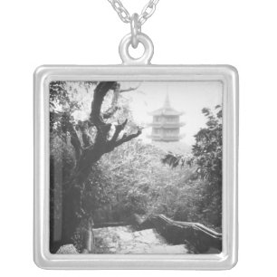 Danang Vietnam, Temple View Marble Mountain Silver Plated Necklace