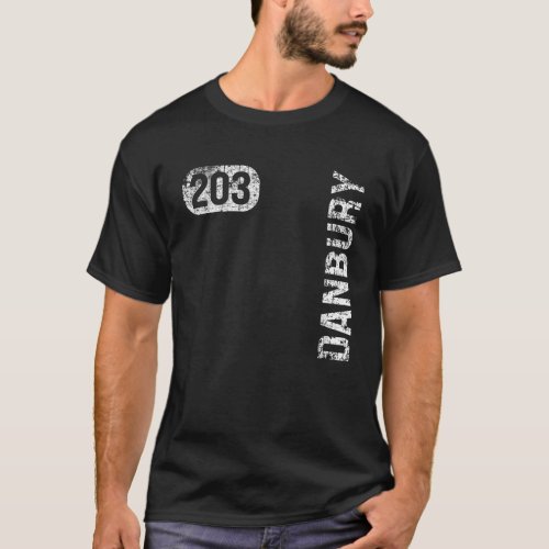 Danbury Connecticut 203 Area Code Vintage Retro T_Shirt