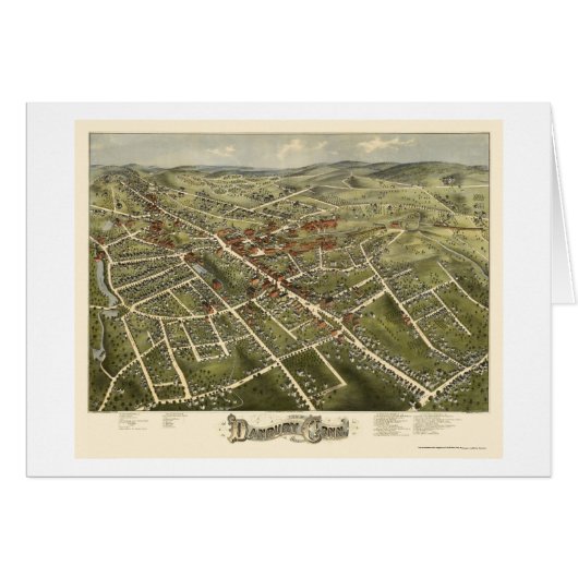 Danbury, CT Panoramic Map - 1875 Cards (Front Horizontal)