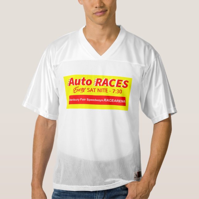 Danbury Fair Speedways Racearena Leahy's Billboard Men's Football Jersey (Front)