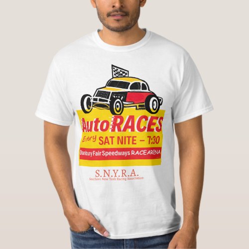 Danbury Fair Speedways Racearena Sign Logo Yellow T_Shirt
