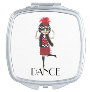 Dance 1920s Costume Big Eye Flapper Girl Compact Mirror